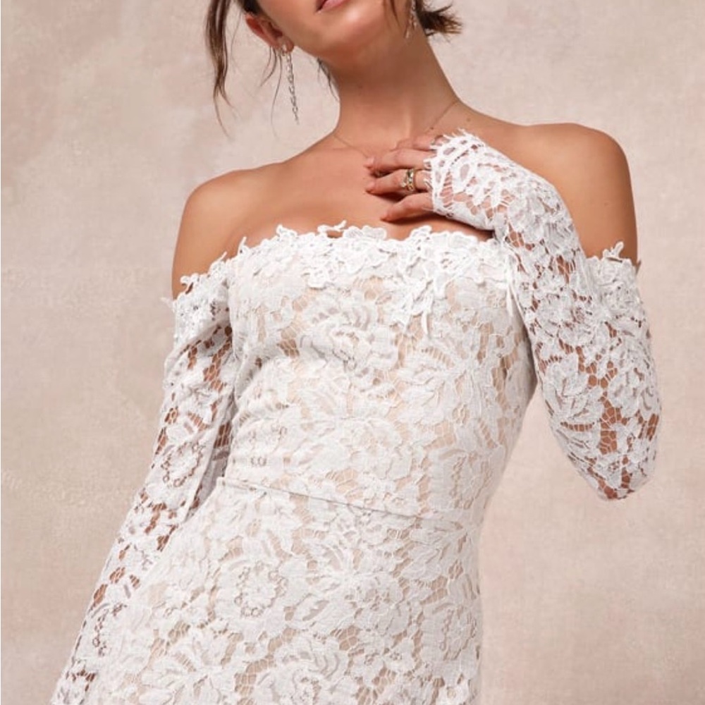Lulu's White Lace Dress with Nude Lining - Picture 8 of 10